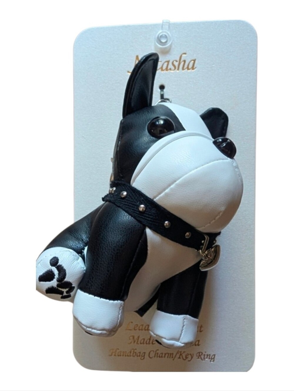 🖤▪️Natasha Couture ▪️Black and White Dog Key Charm with Studded Collar